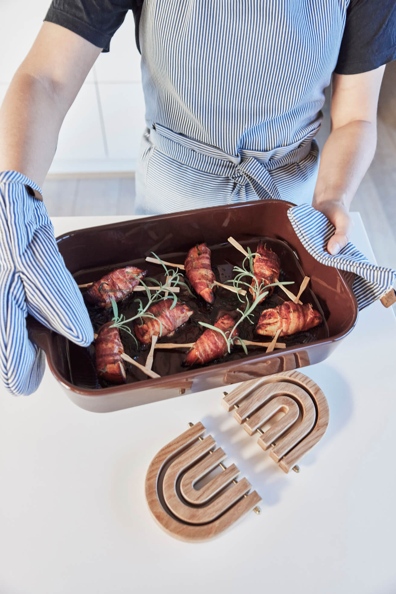 Striped Denim Kitchen Glove