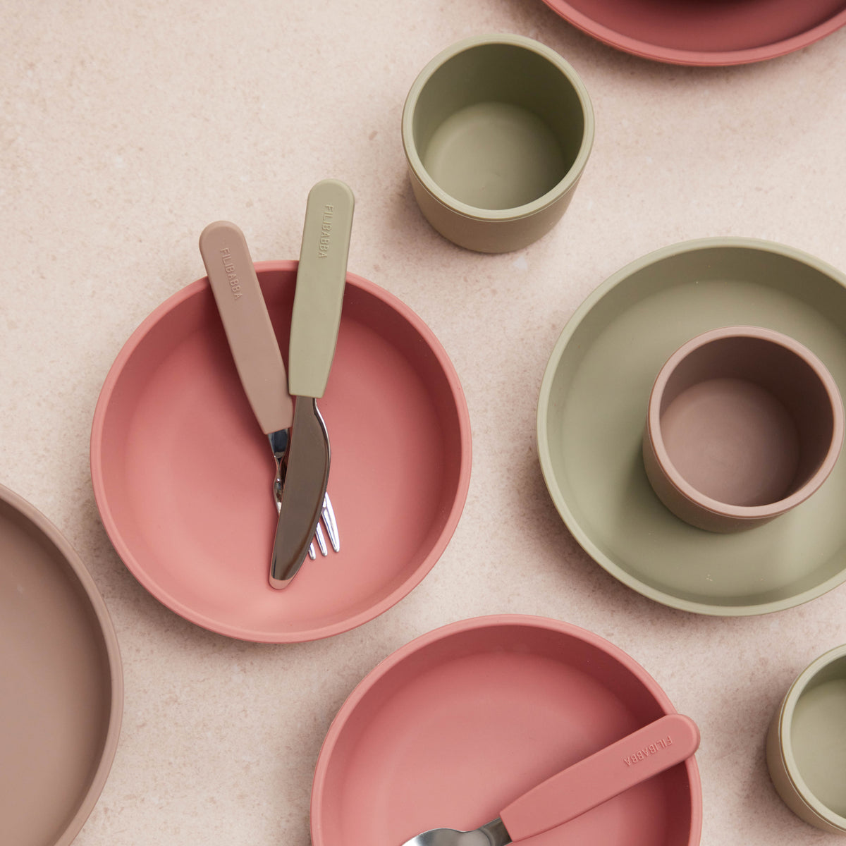 Silicone dinner set - Rose