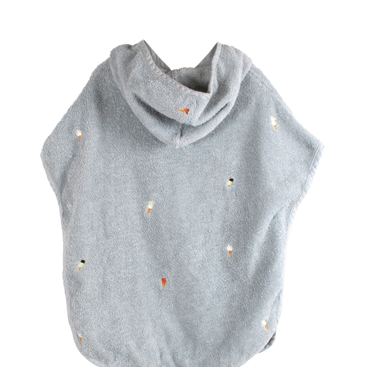 Poncho de plage brodé GOTS - Bleu perle