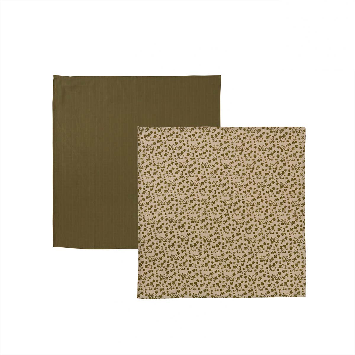 Lot de 2 torchons vert en coton organique h70x70cm