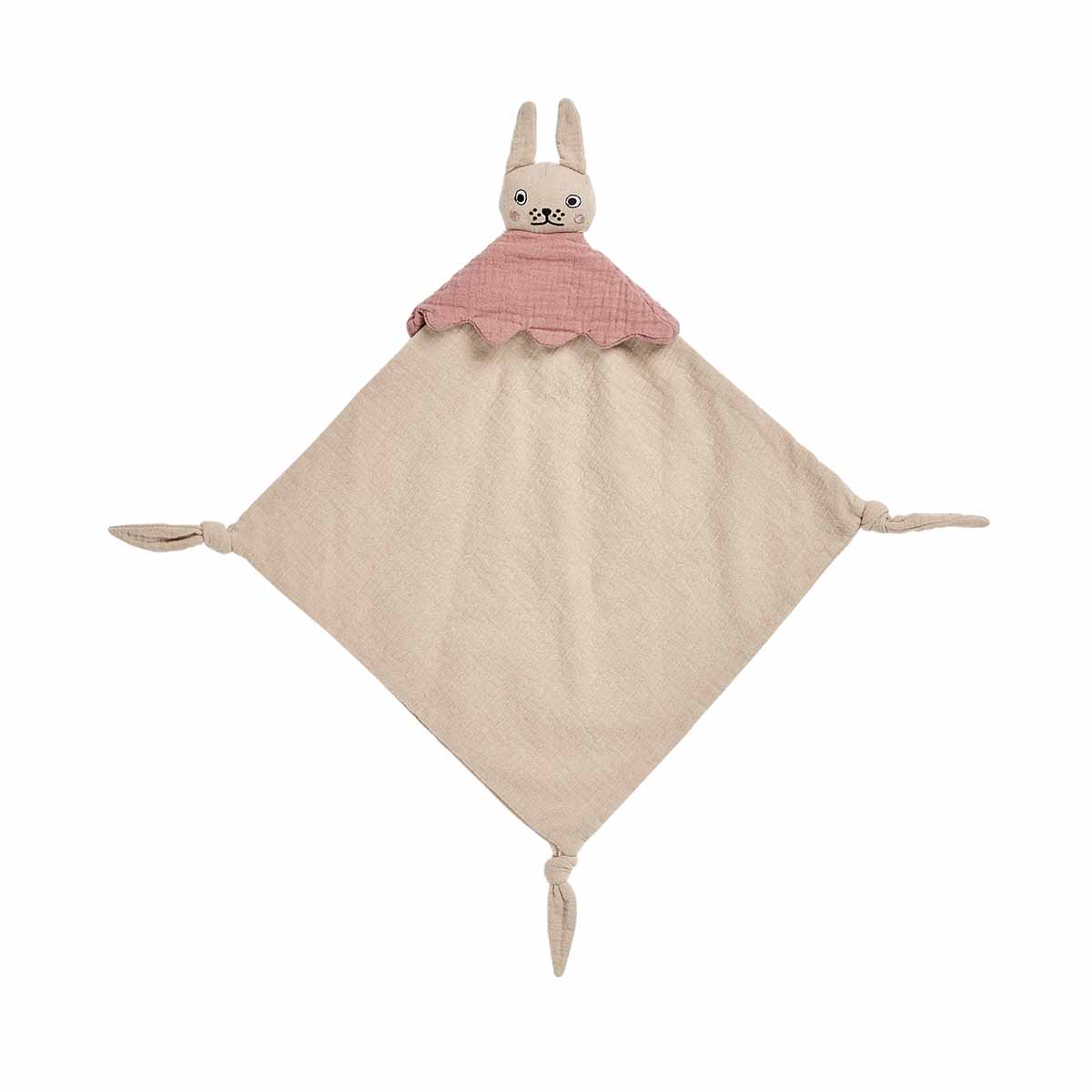 Doudou lapin marron en coton biologique H38x36cm