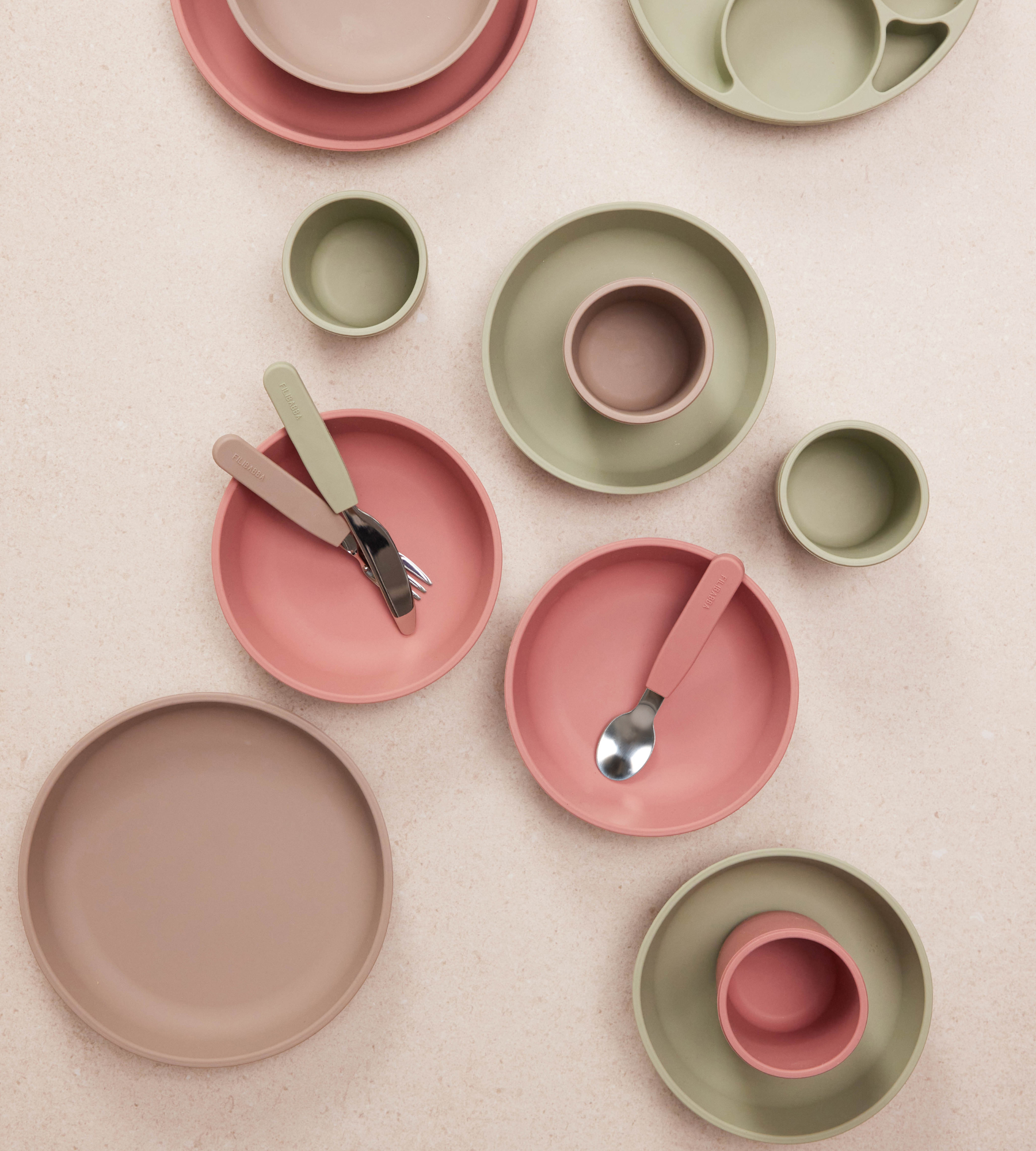 Lot de 2 assiettes en silicone, Vert