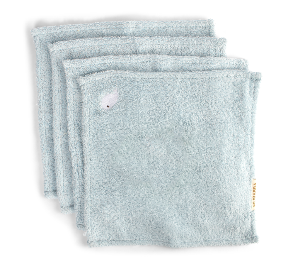 Washcloth 27x27 cm  GOTS– 4-pack – Embroidered whale
