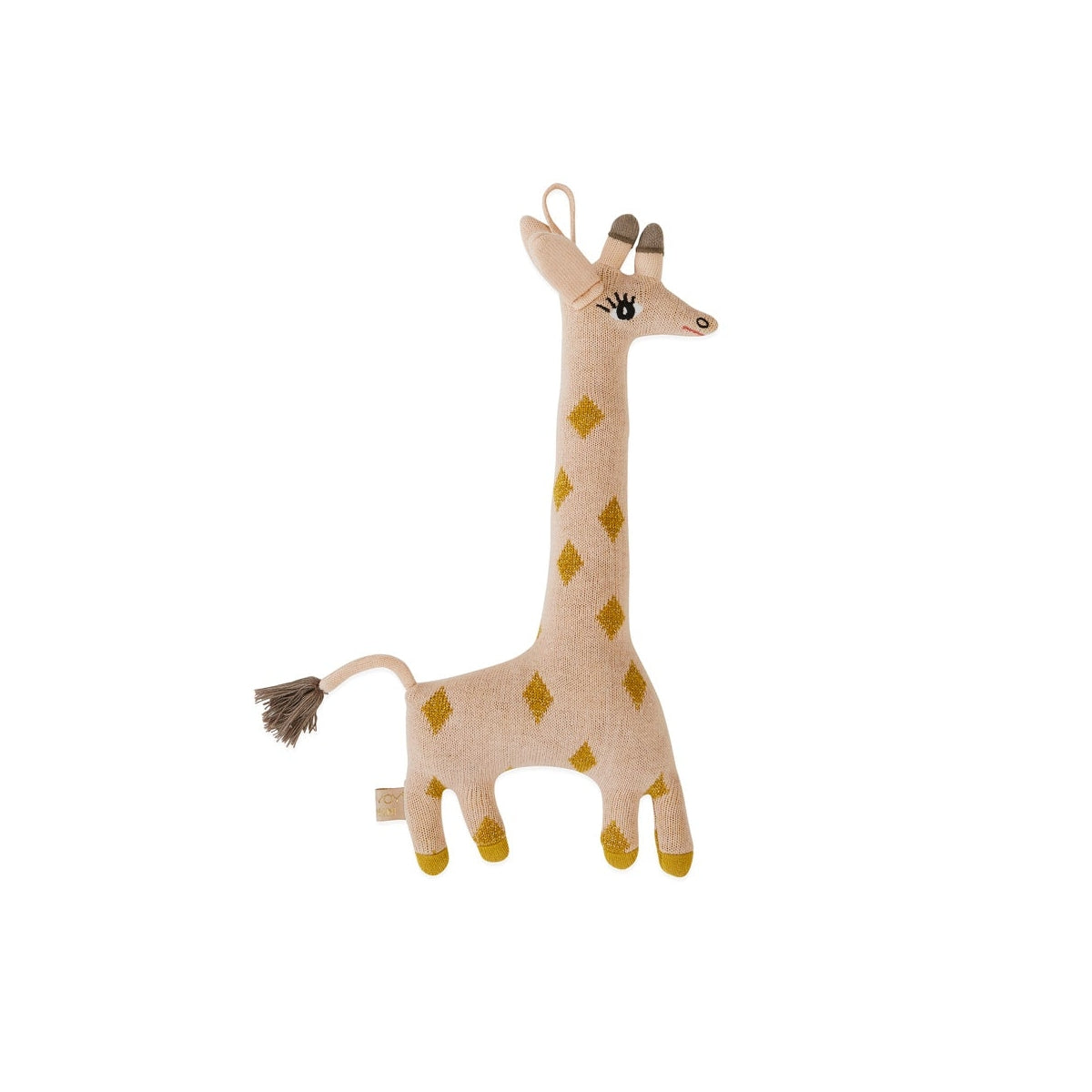 Peluche girafe rose en coton et polyester H15x32x5cm