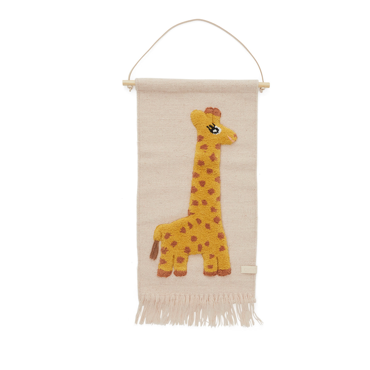 Tapis mural rose en laine H70x32cm