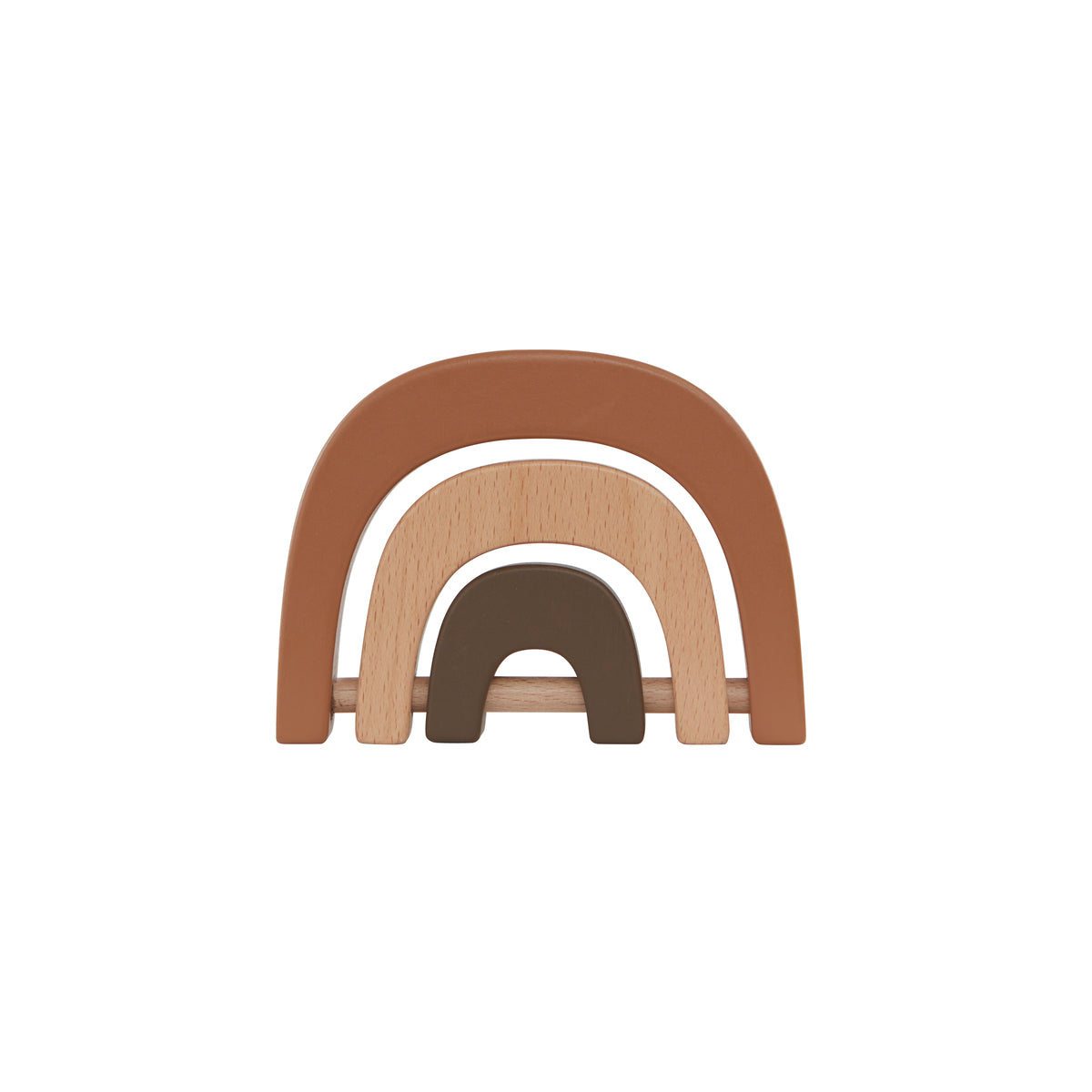 Hochet Arc-en-ciel marron en bois H8,5x11,6x1,6cm
