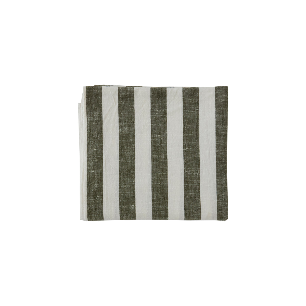 Nappe rayée vert en coton organique H200x140cm