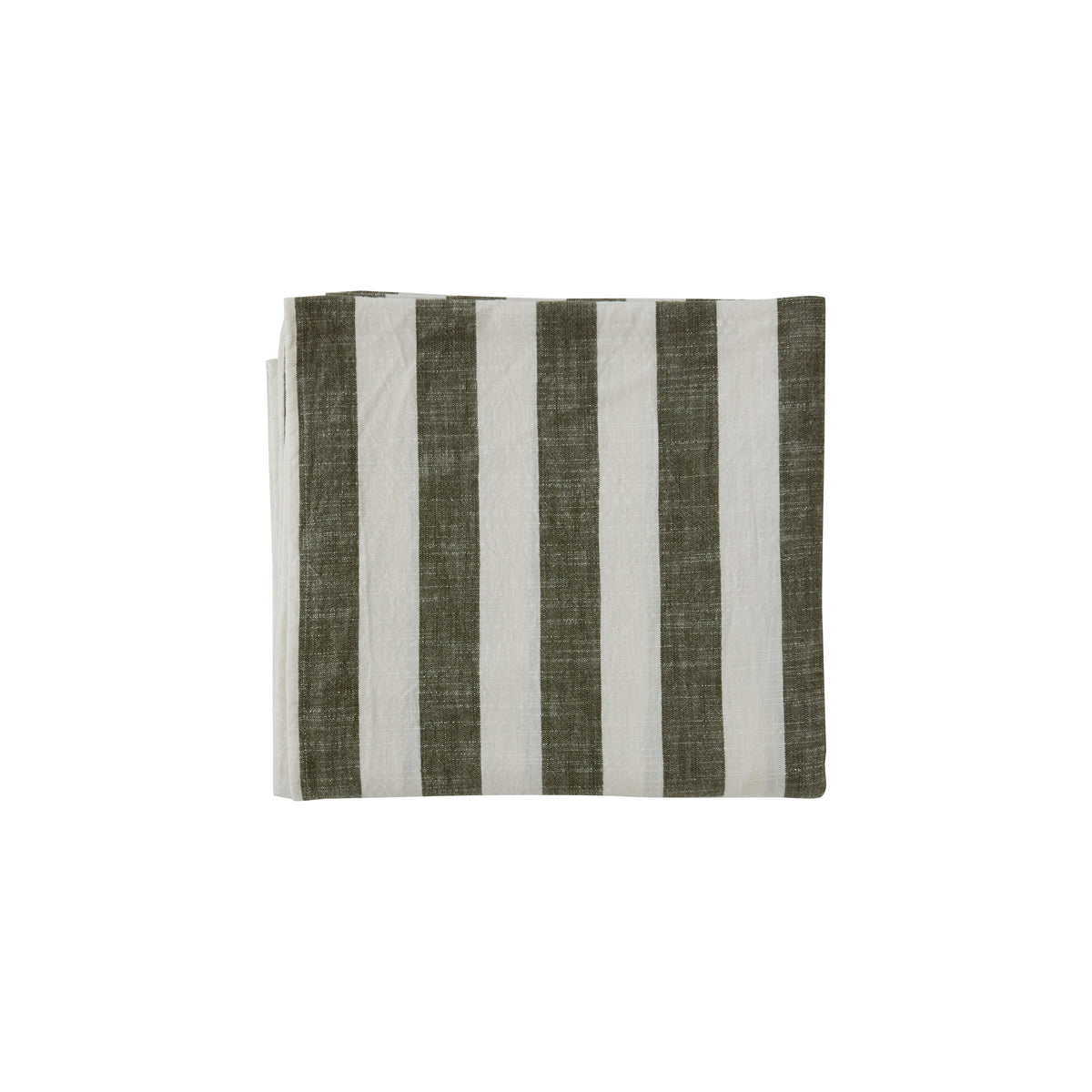 Nappe rayée vert en coton organique H260x140cm