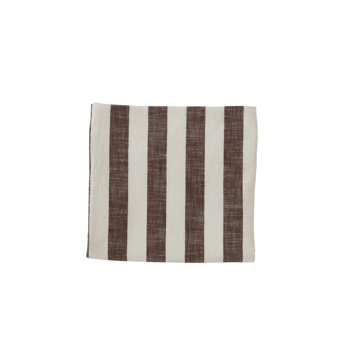 Nappe rayée marron en coton organique H260x140cm