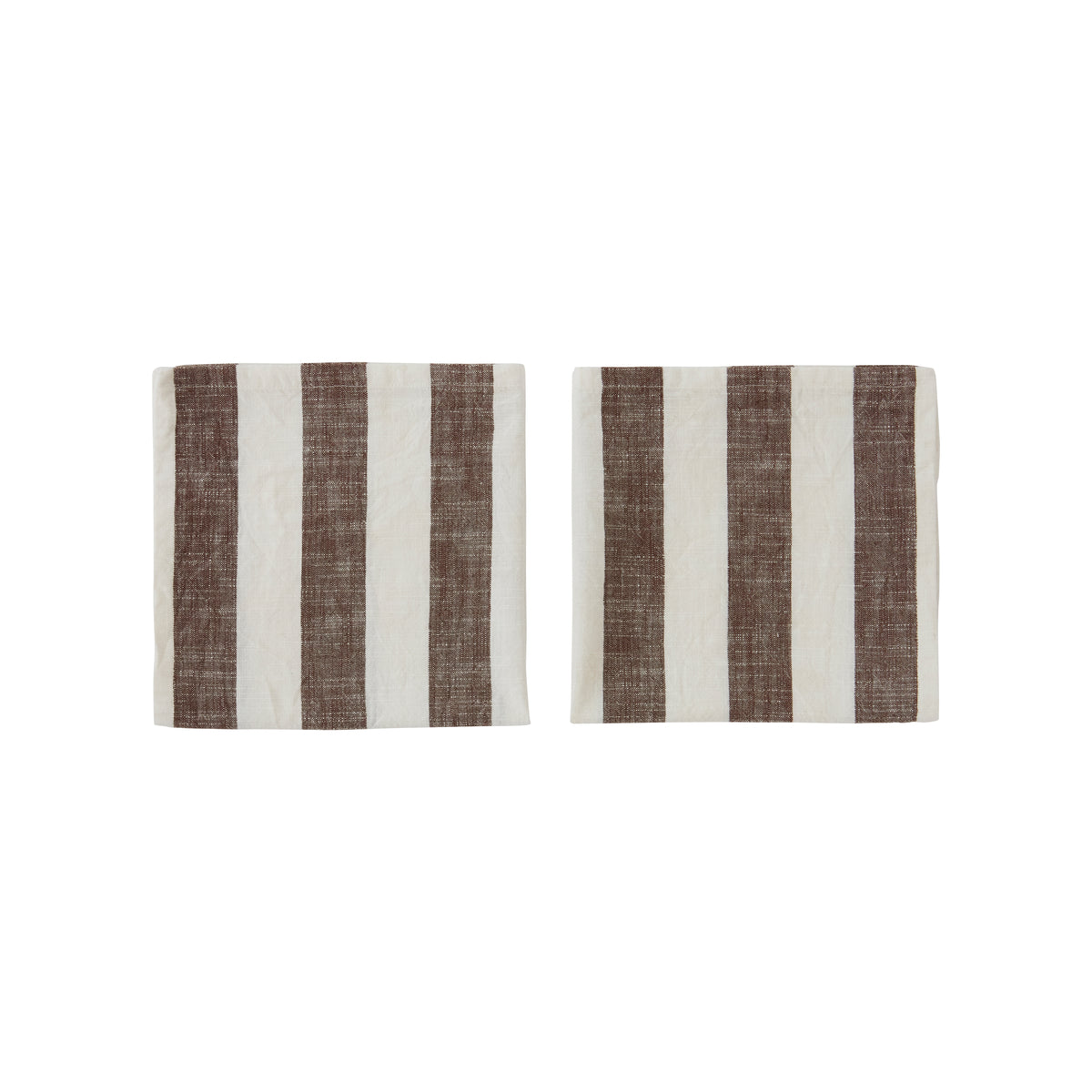 Lot de 2 serviettes de table rayée marron en coton organique h45x45cm