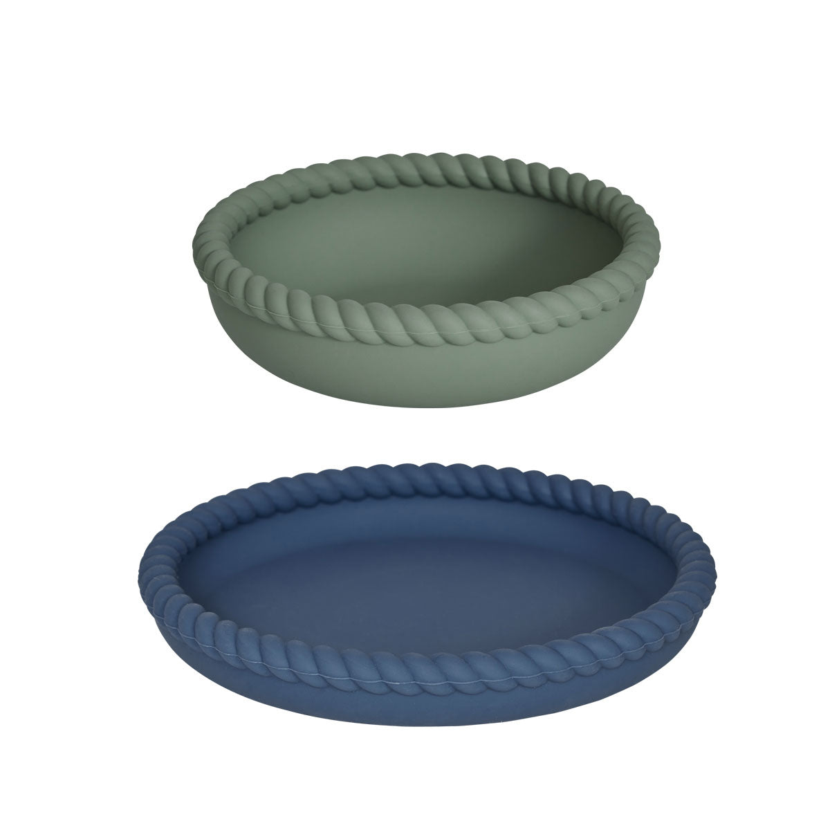 Assiette et bol bleu en silicone Ø18xH2,8cm