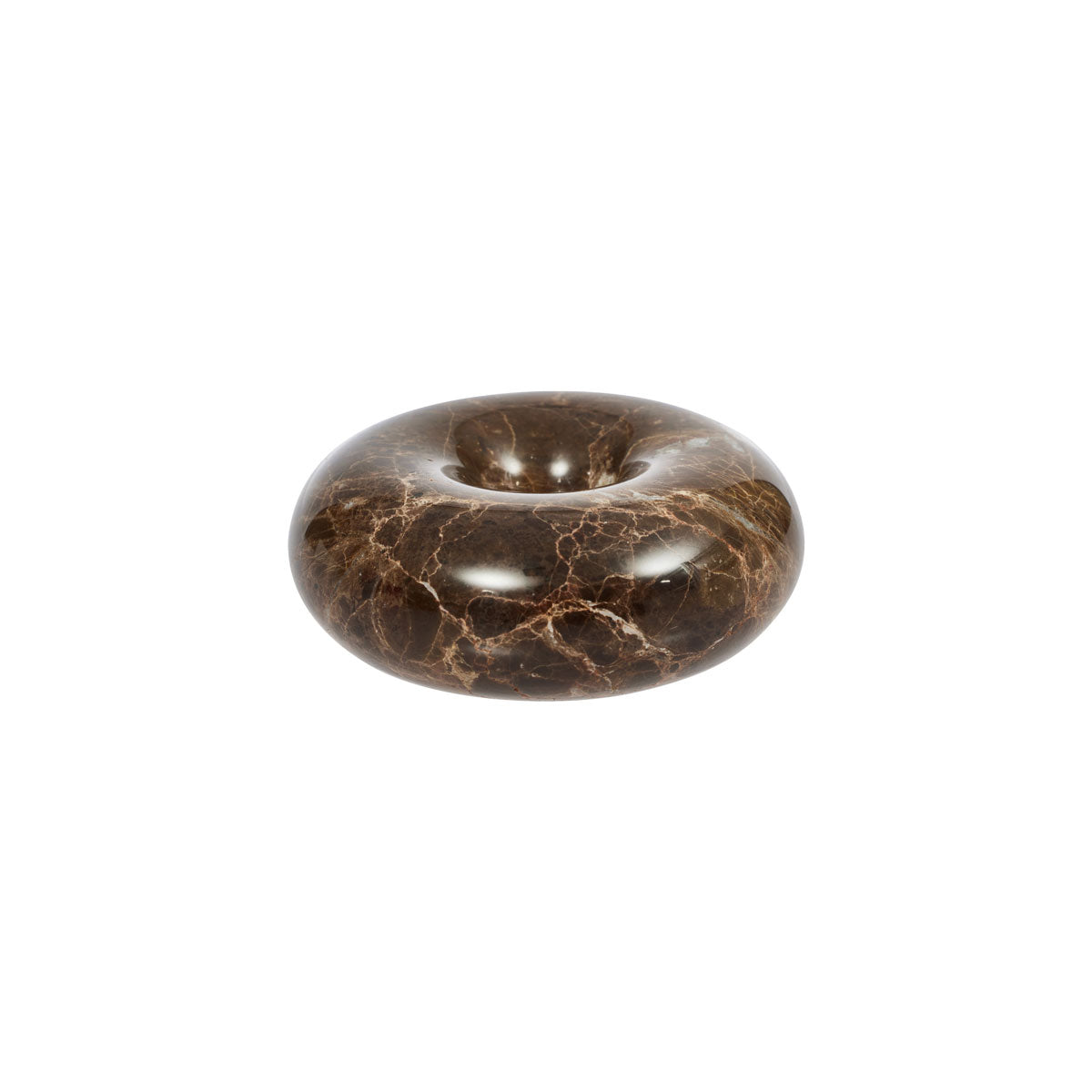 Bougeoir marron en marbre Ø10xH4cm