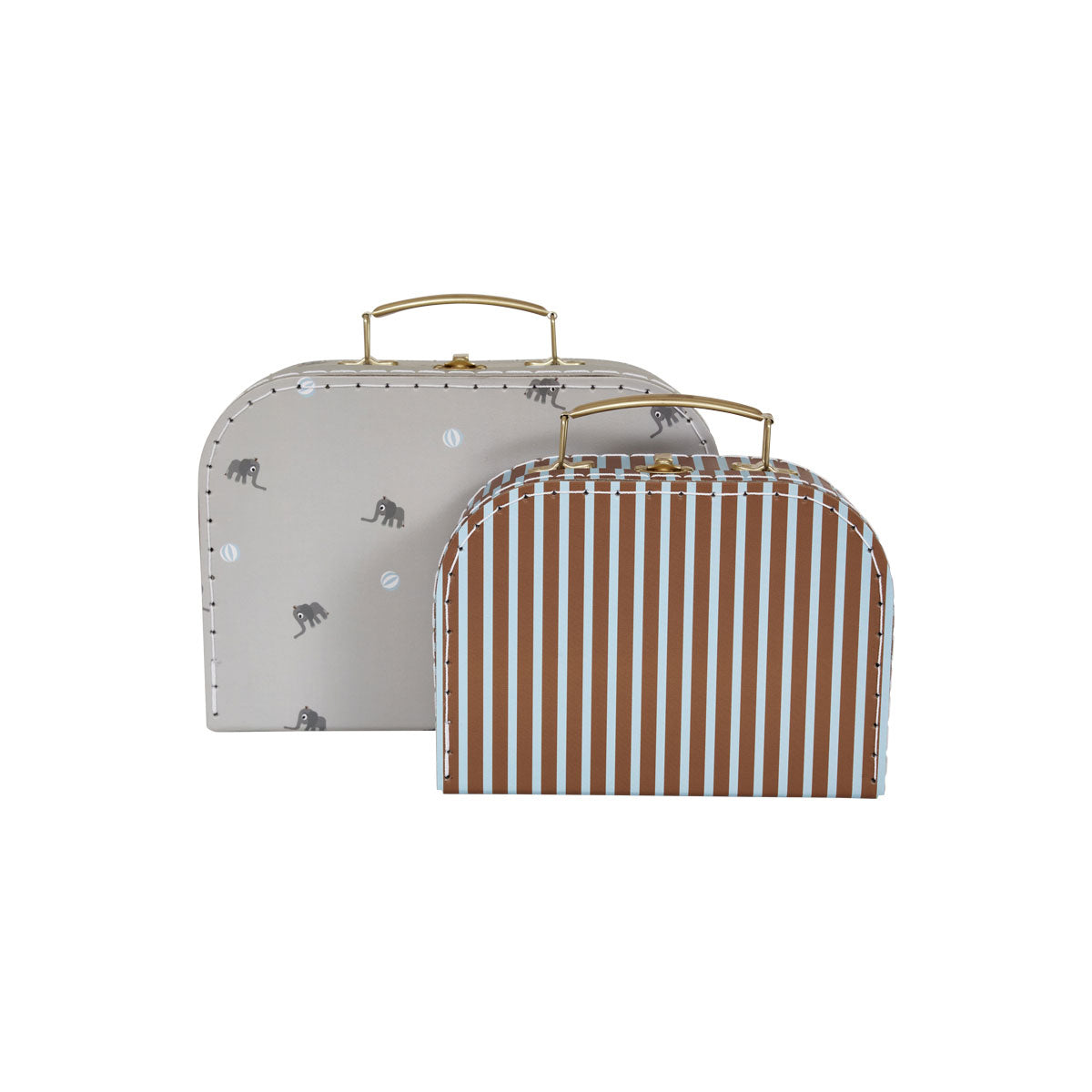 Mini Suitcases Elephant & Stripe - Set of 2
