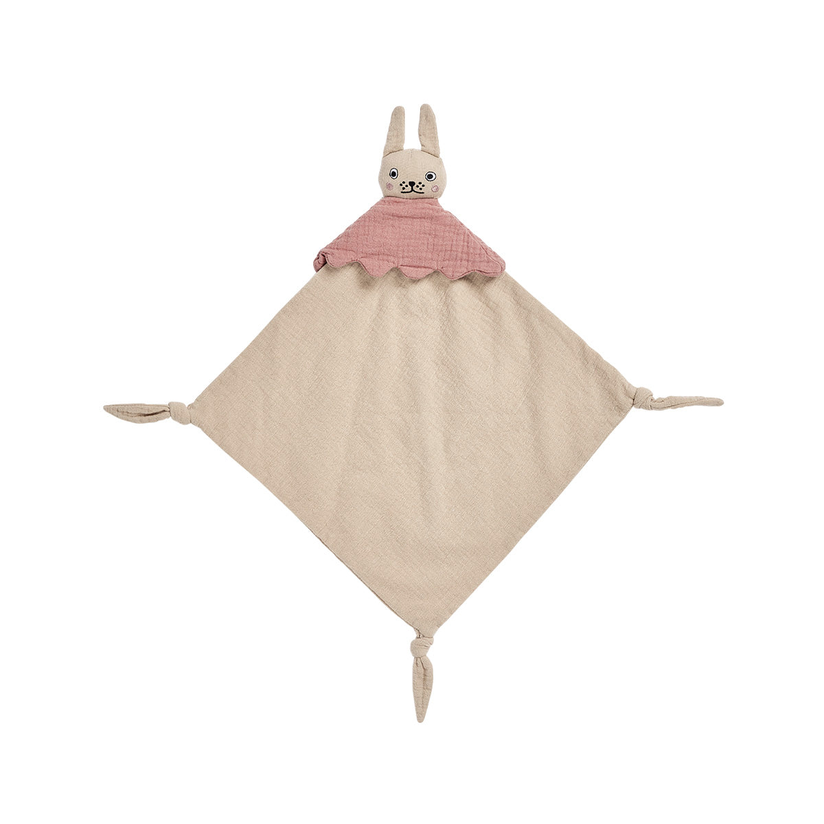 Doudou lapin marron en coton biologique H38x36cm
