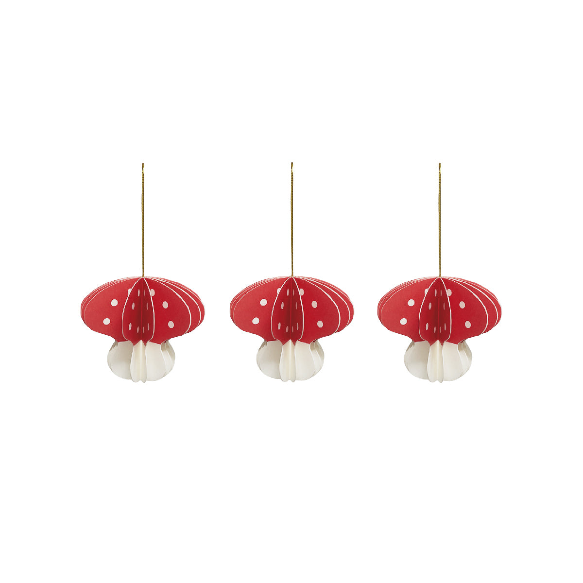 Christmas Mushroom Paper Ornament - Pack of 3